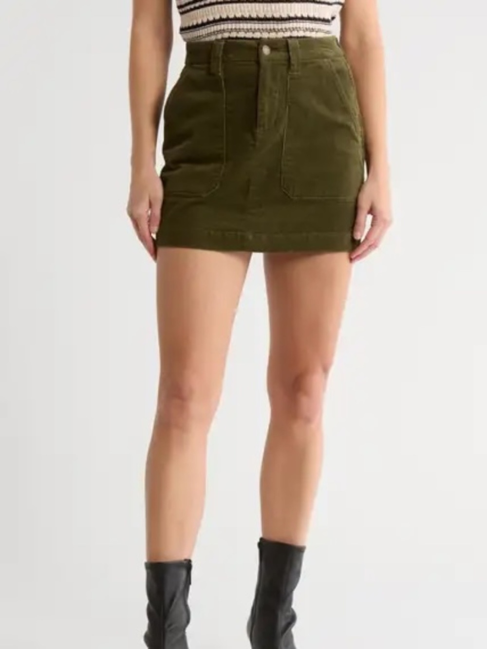 Corduroy Gold Coast Miniskirt Olive Green Skirt
